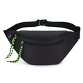 Black Waist Bag with Dual Zipper Compartments