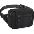 Black Multi-Compartment Waist Bag with Adjustable Strap