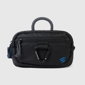 Black Compact Utility Waist Bag with Carry Handle & Front Clip